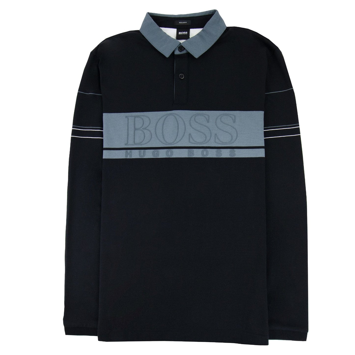 Hugo Boss Plisy 1 Block Logo Long Sleeve Polo Black 001