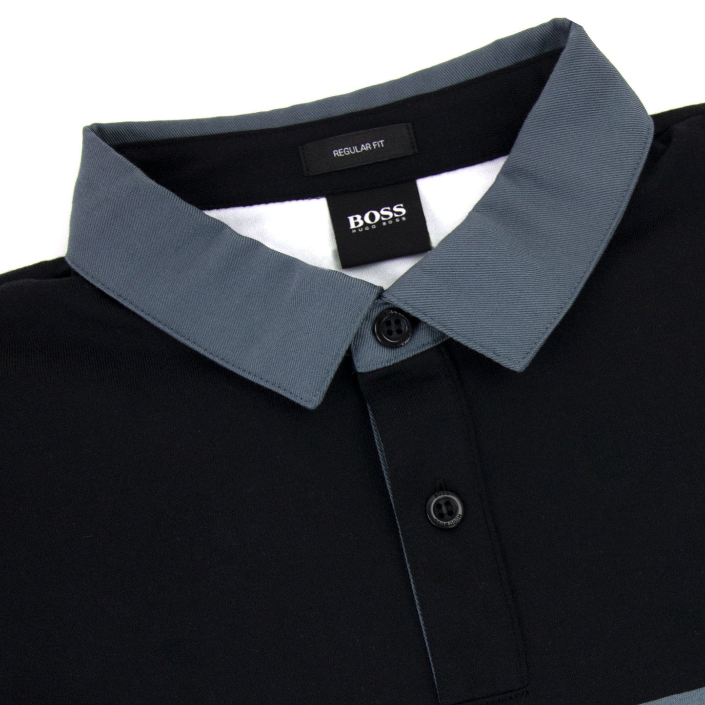 Hugo Boss Plisy 1 Block Logo Long Sleeve Polo Black 001