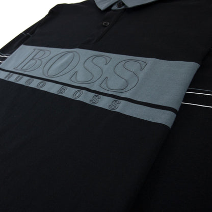 Hugo Boss Plisy 1 Block Logo Long Sleeve Polo Black 001