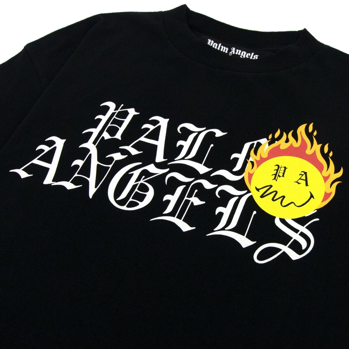 Palm Angels Burning Head Logo T Shirt Black/yellow
