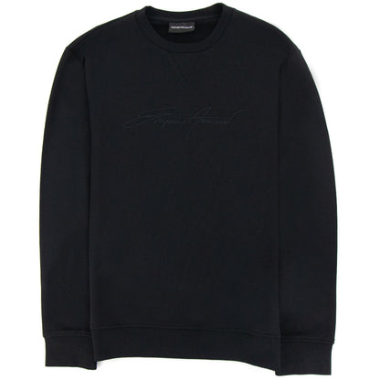 Emporio Armani Embroidered Signature Logo Sweatshirt Black 999