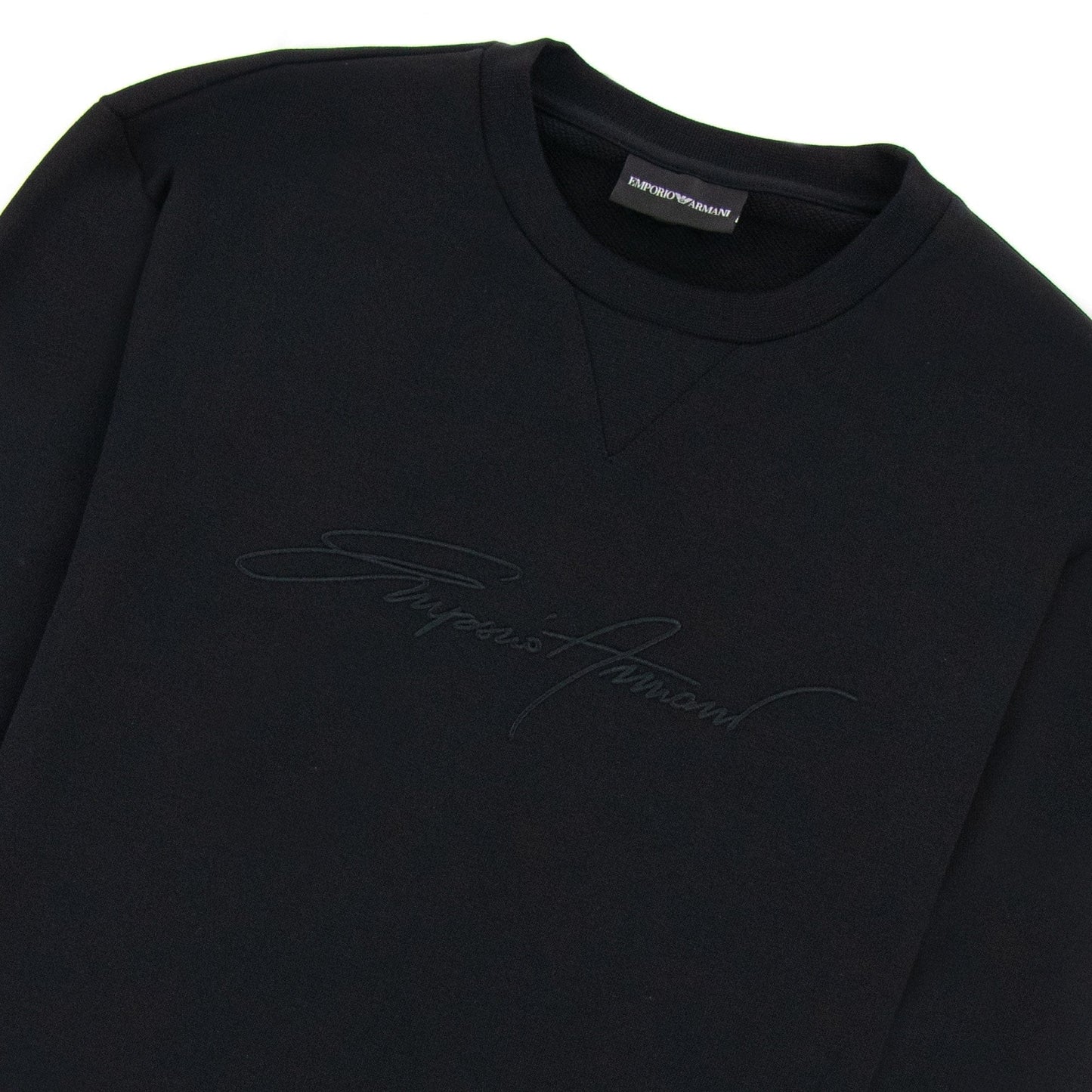 Emporio Armani Embroidered Signature Logo Sweatshirt Black 999