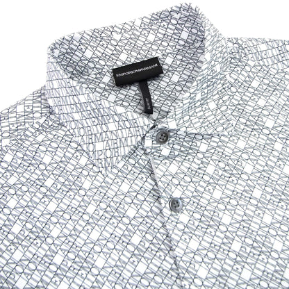 Emporio Armani All Over Micro Lettering Logo Shirt White