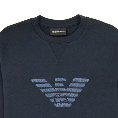 Emporio Armani Dashed Eagle Print Sweatshirt Navy Blue 0920