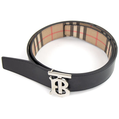 Burberry Reversible Monogram Motif Vintage Check Belt Beige