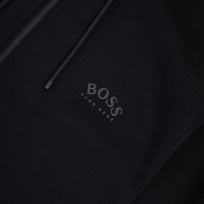 Hugo Boss Saggy Curved Logo Zip Up Sweatshirt Black 001