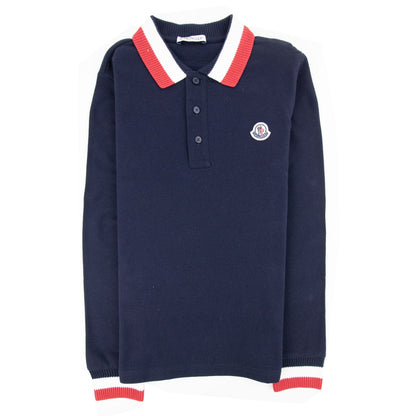 Moncler Junior Long Sleve Polo Shirt Navy 742