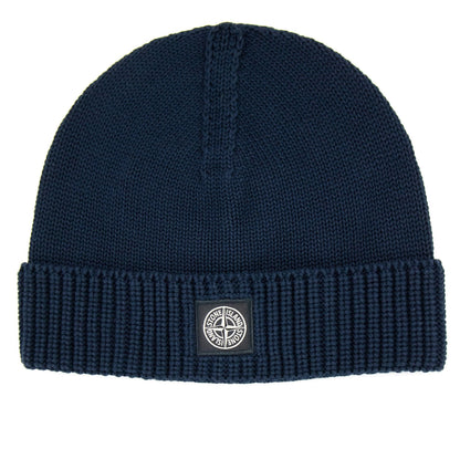 Stone Island Junior N01a7 Knit Patch Logo Beanie Navy V0020