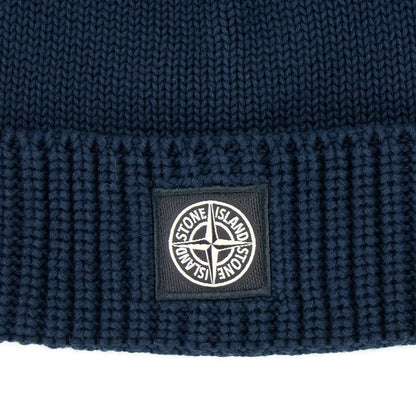Stone Island Junior N01a7 Knit Patch Logo Beanie Navy V0020