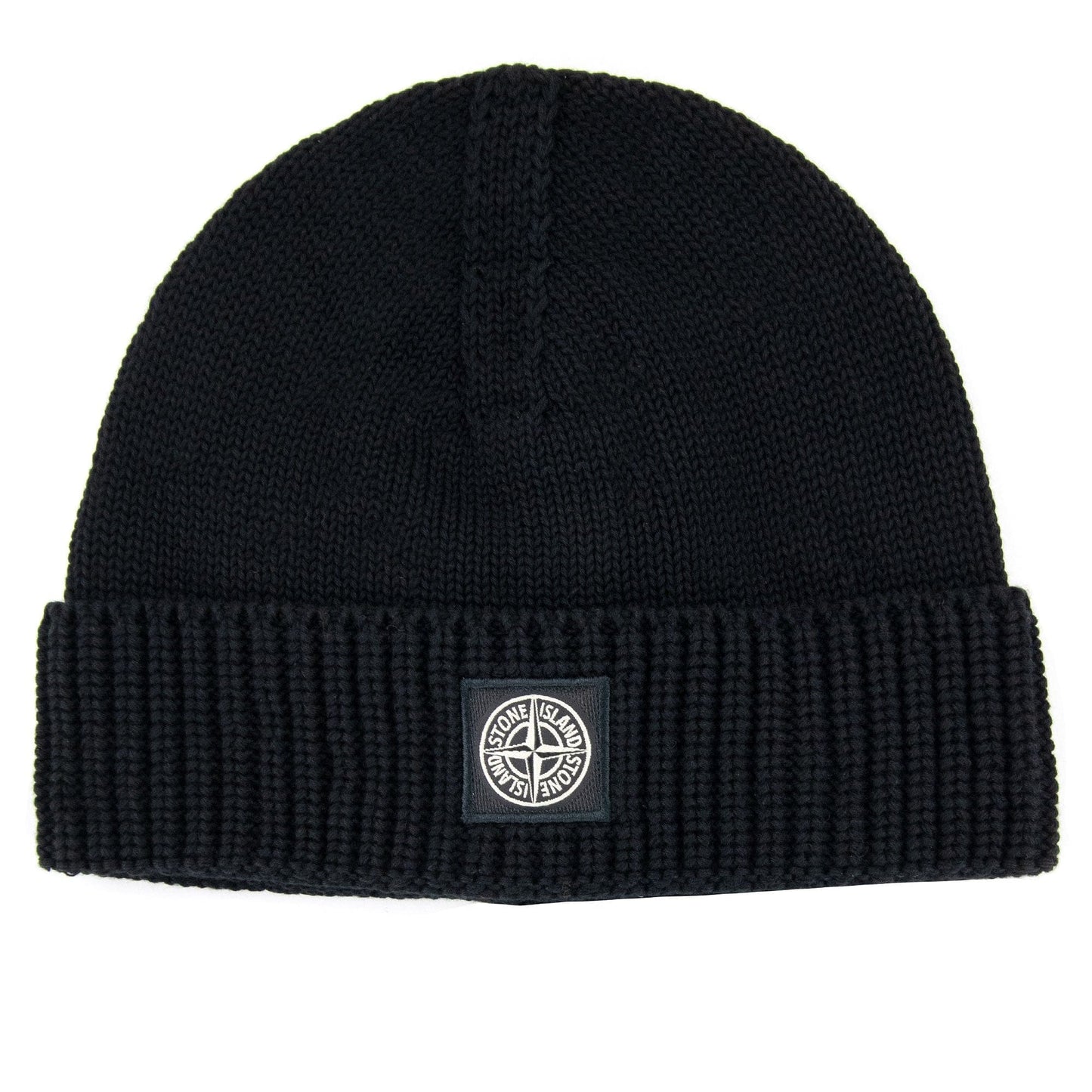 Stone Island Junior N01a7 Knit Patch Logo Beanie Black V0029
