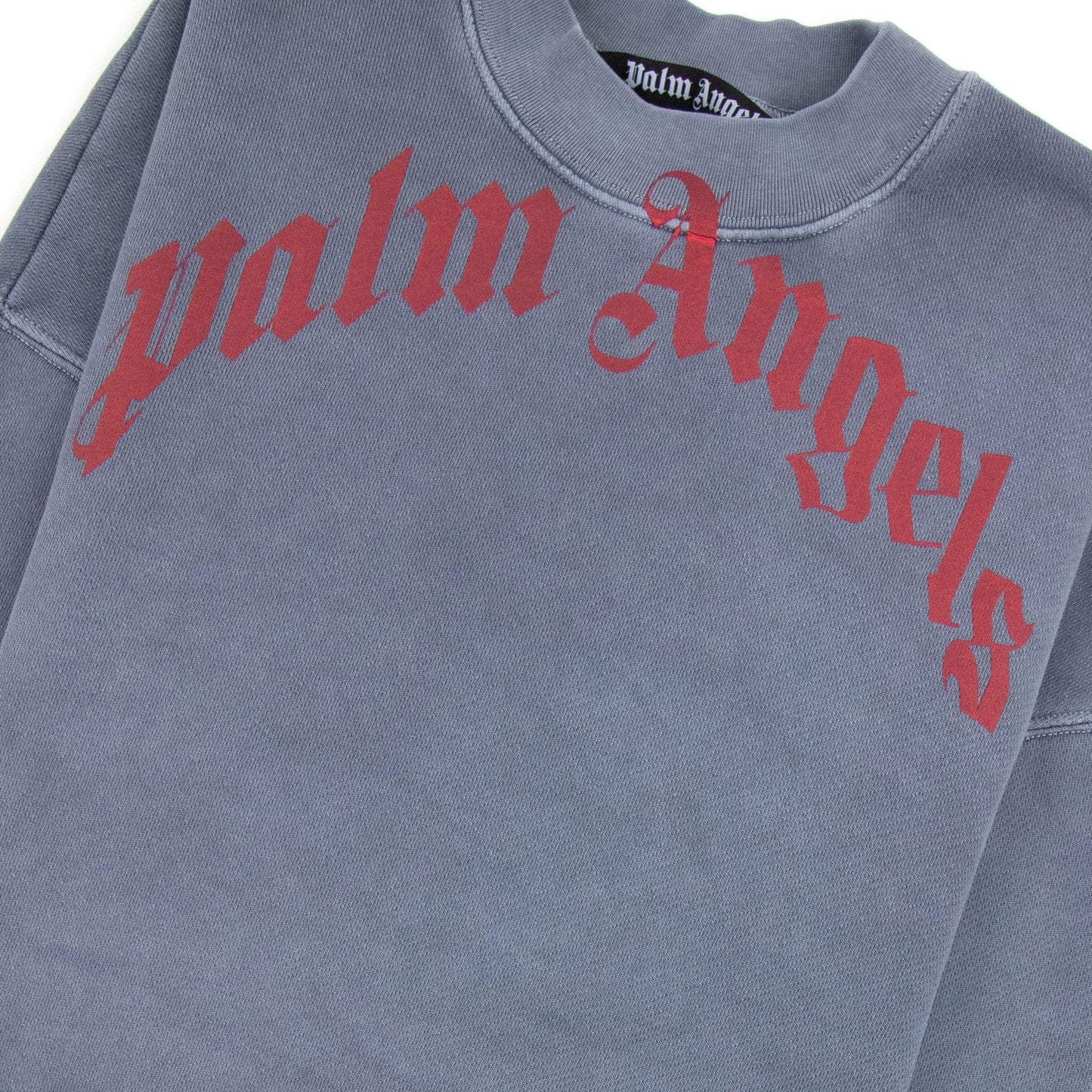 Palm Angels Wash Curved Logo Sweat Blue
