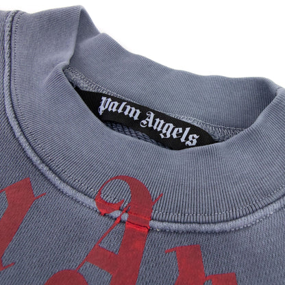 Palm Angels Wash Curved Logo Sweat Blue