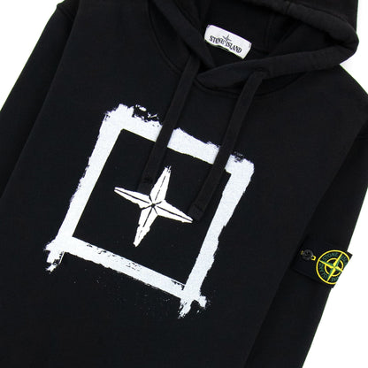 Stone Island 65894 Stencil Hoodied Sweatshirt Black V0029
