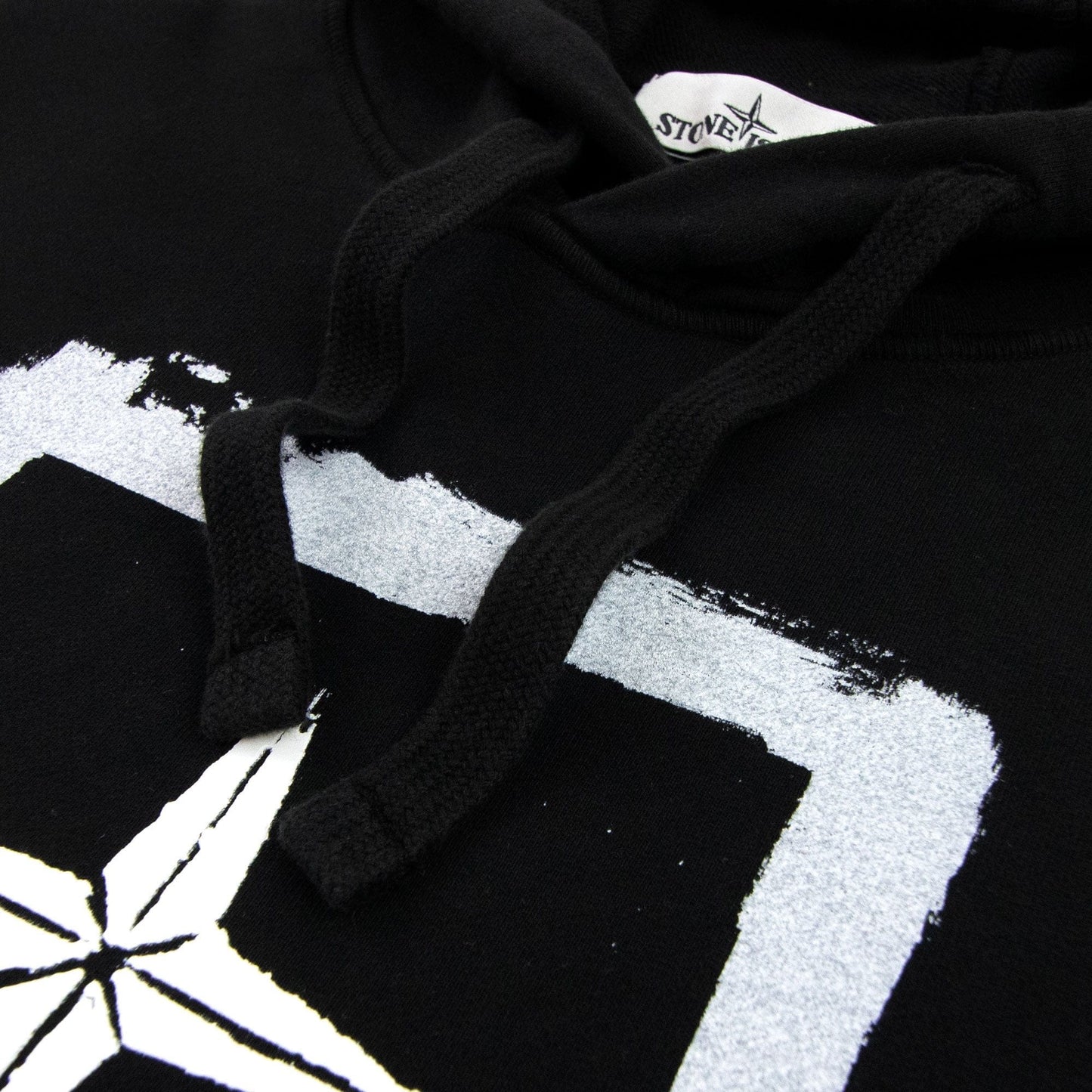 Stone Island 65894 Stencil Hoodied Sweatshirt Black V0029