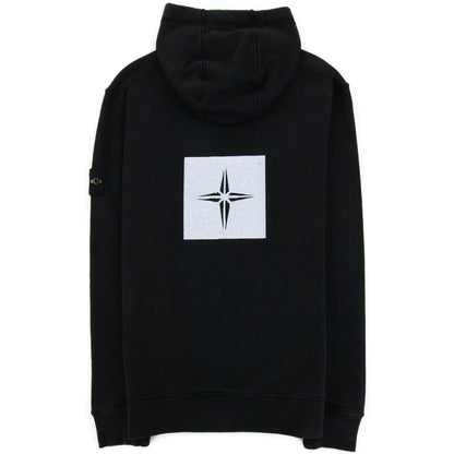 Stone Island 65894 Stencil Hoodied Sweatshirt Black V0029