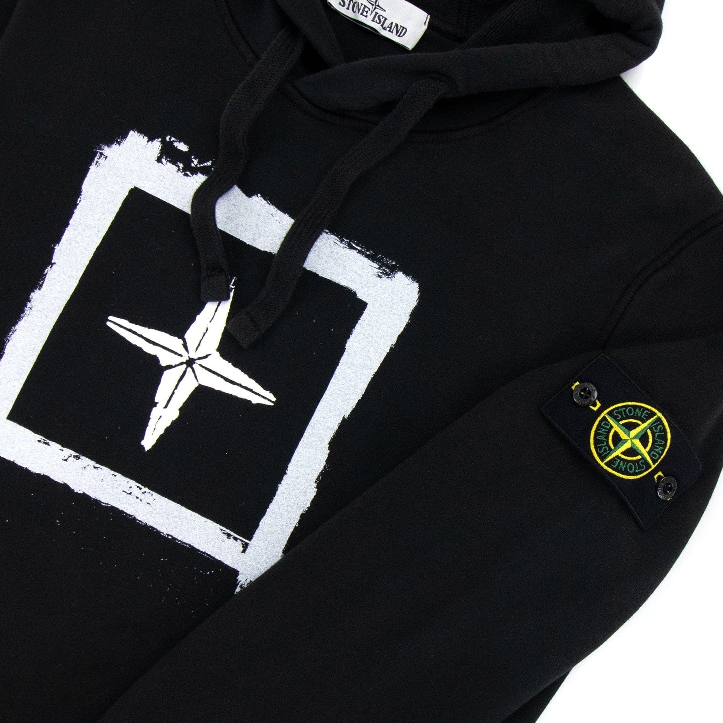 Stone Island 65894 Stencil Hoodied Sweatshirt Black V0029