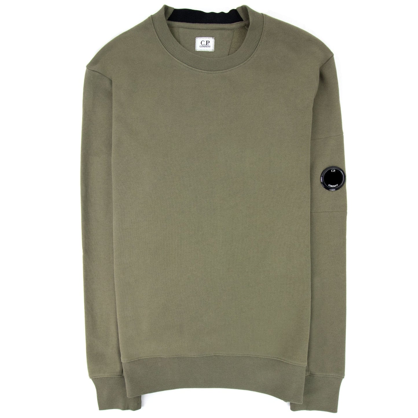 CP Company Diagonal Raised Fleece Lens Crew Sweatshirt Stone Gray 665