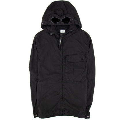 Cp Company Chrome-r Mixed Garment Dyed Goggle Overshirt Black 999