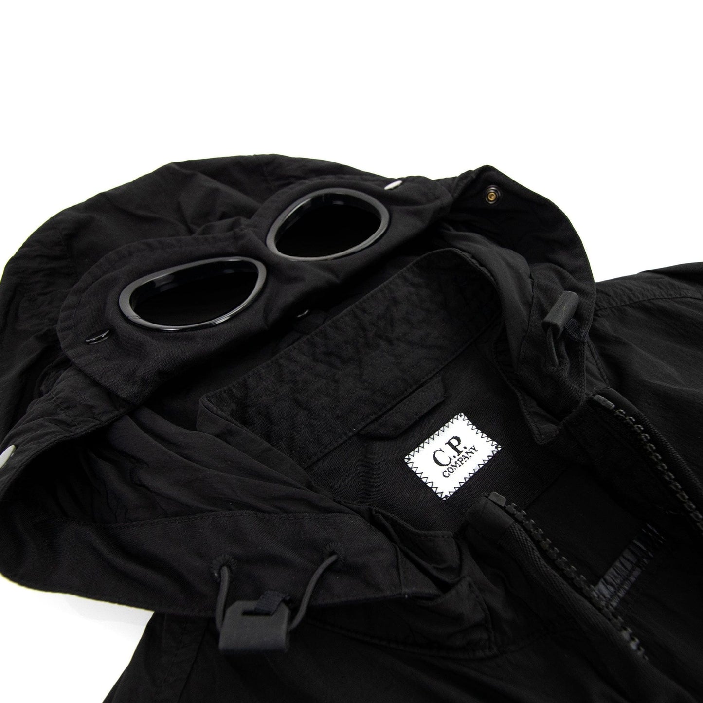 Cp Company Chrome-r Mixed Garment Dyed Goggle Overshirt Black 999