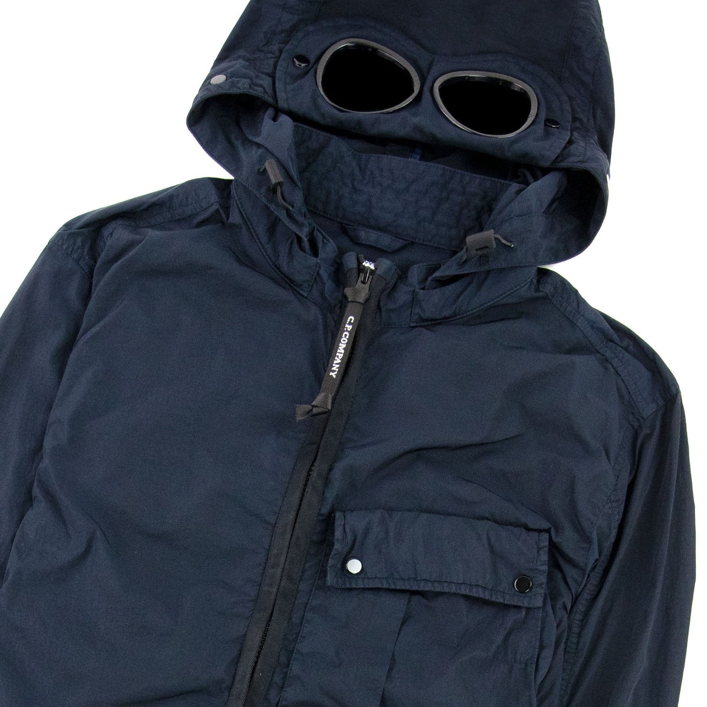 Cp Company Chrome-r Mixed Garment Dyed Goggle Overshirt Navy 888