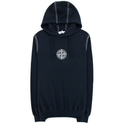 Stone Island Logo Hooded Sweatshirt Navy V0020