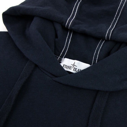 Stone Island Logo Hooded Sweatshirt Navy V0020