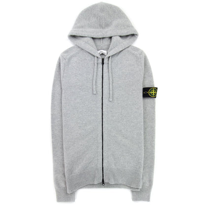 Stone Island 546a3 Knitted Patch Hoody Light Grey V0064