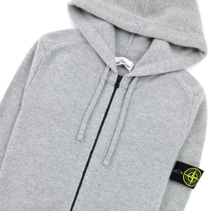 Stone Island 546a3 Knitted Patch Hoody Light Grey V0064
