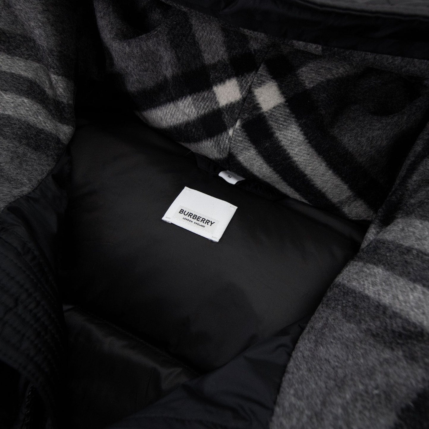 Burberry Logo Detail Hooded Puffer Coat Black