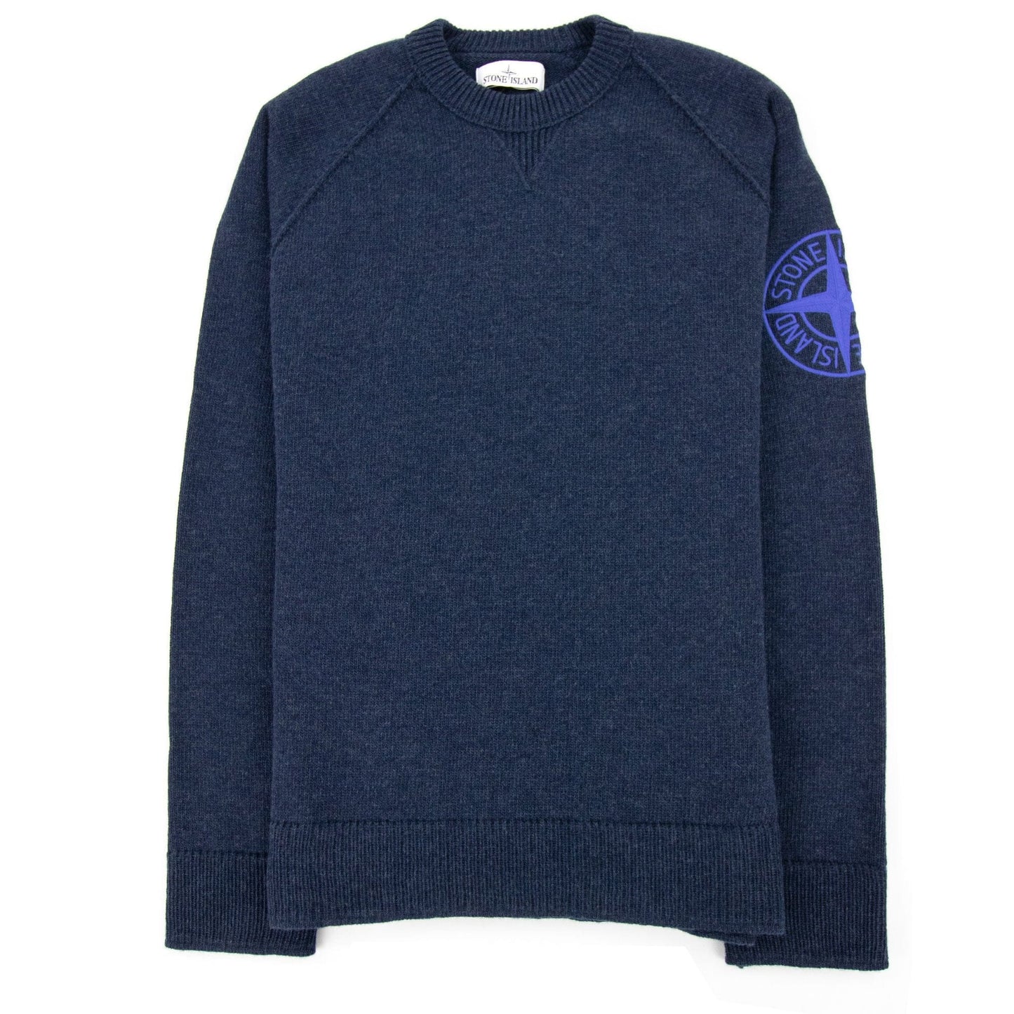 Stone Island Embroidered Logo Knitted Sweatshirt Navy V0020