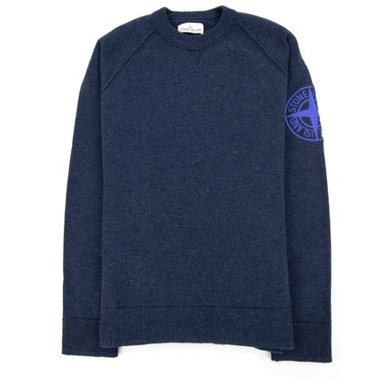 Stone Island Embroidered Logo Knitted Sweatshirt Navy V0020