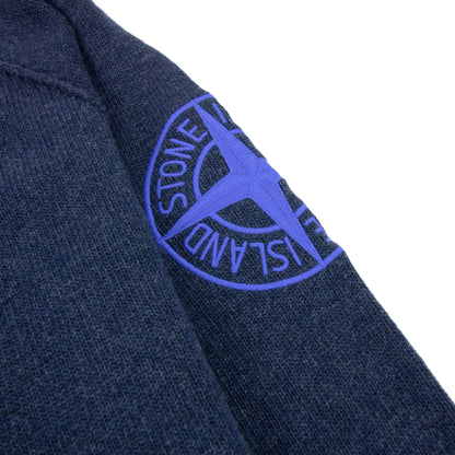 Stone Island Embroidered Logo Knitted Sweatshirt Navy V0020