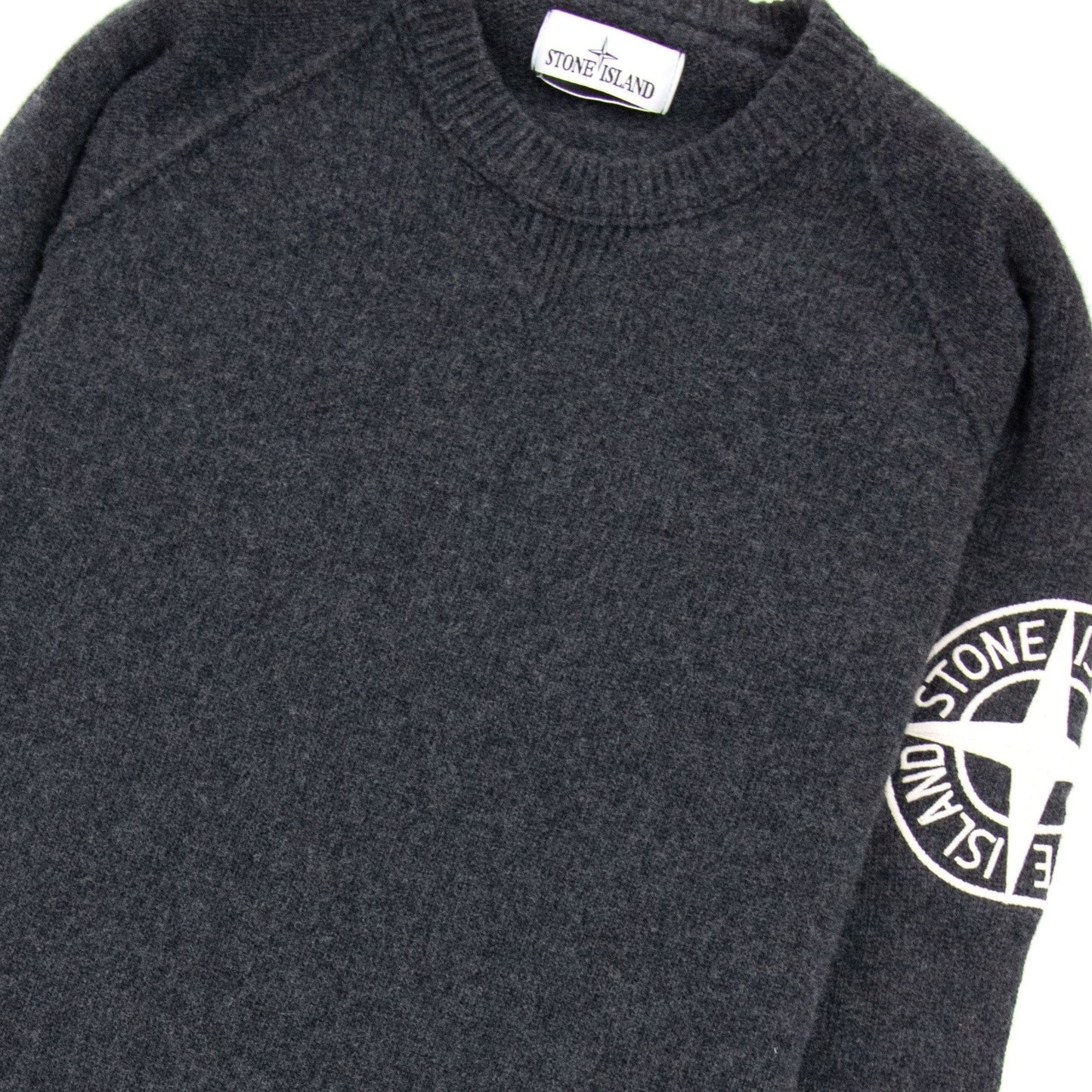 Stone Island Embroidered Logo Knitted Sweatshirt Dark Grey V0065