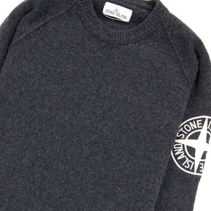 Stone Island Embroidered Logo Knitted Sweatshirt Dark Grey V0065
