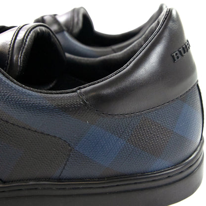 Burberry Ritson London Leather Check Trainers Navy