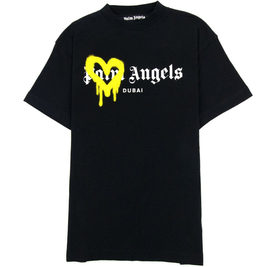Palm Angels Dubai Heart Sprayed T Shirt Black/yellow