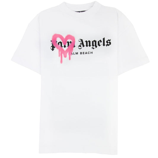 Palm Angels Beach Sprayed T Shirt White Fuchsia