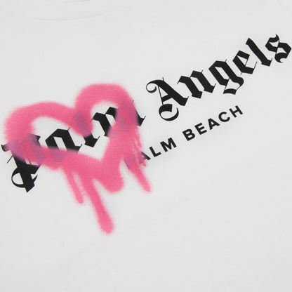 Palm Angels Beach Sprayed T Shirt White Fuchsia