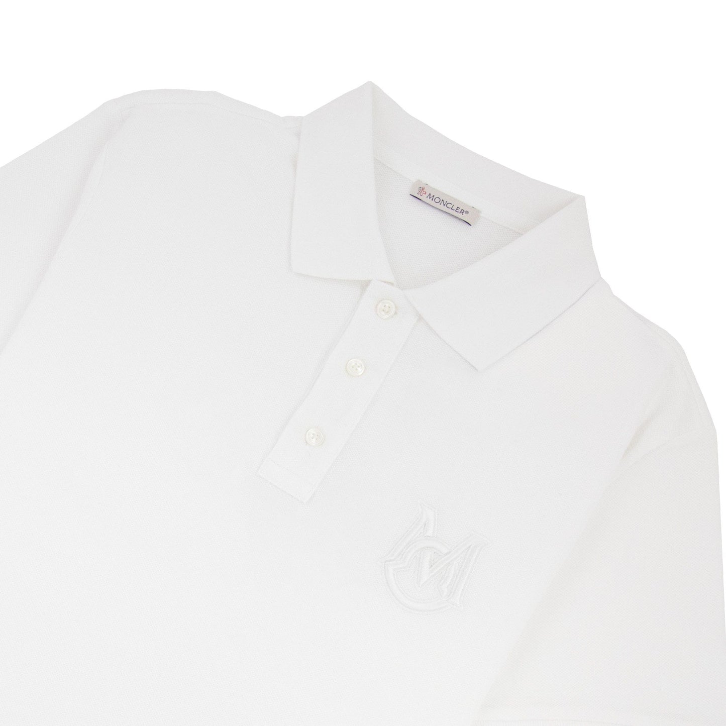 Moncler Embriodered Patch Logo S/s Polo White