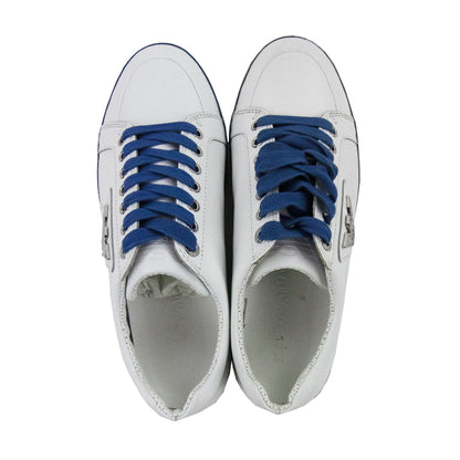 Emporio Armani Metal Eagle Logo Low Trainers Bianco/bluette