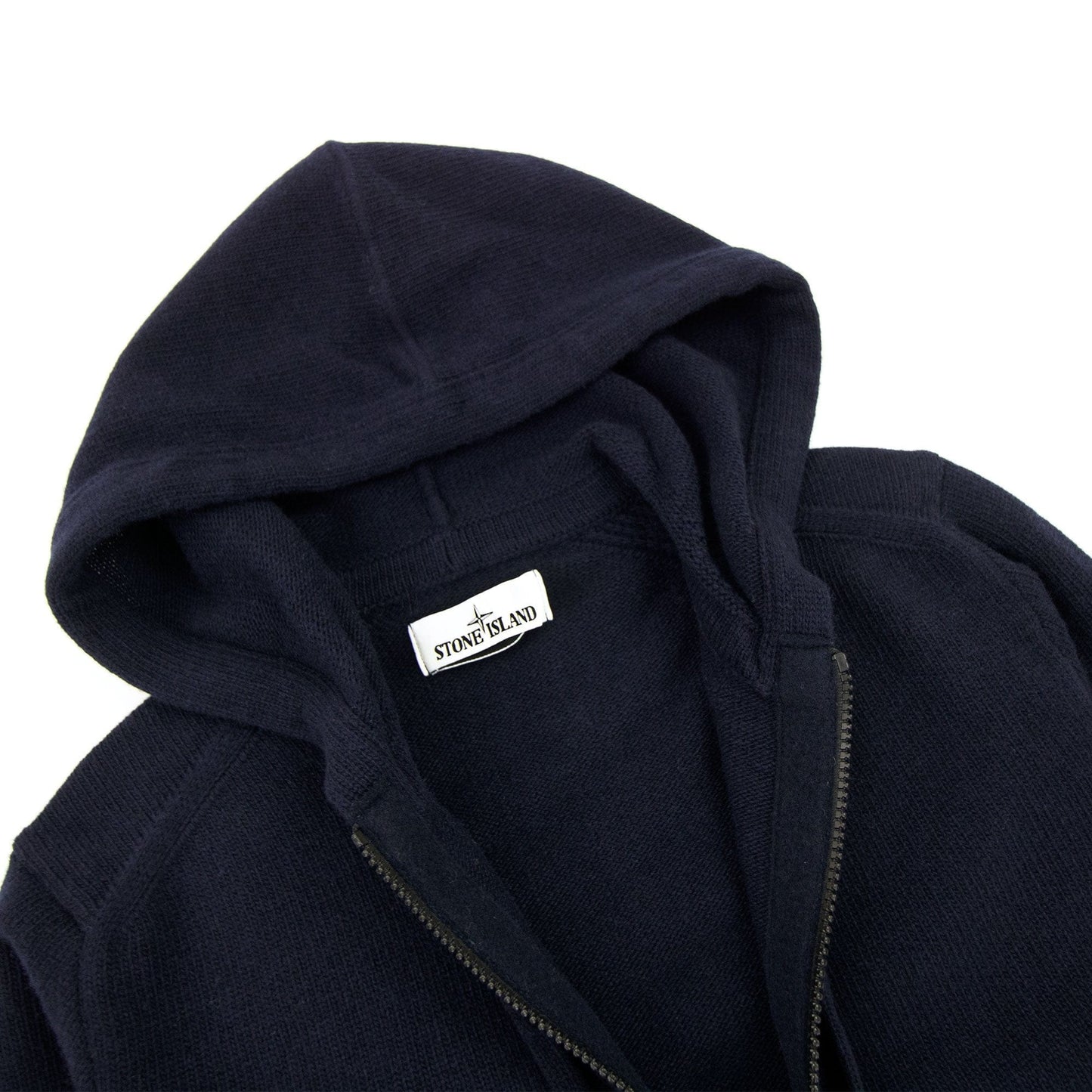 Stone Island 546a3 Knitted Patch Hoody Navy Blue V0020