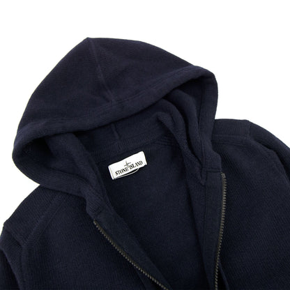 Stone Island 546a3 Knitted Patch Hoody Navy Blue V0020