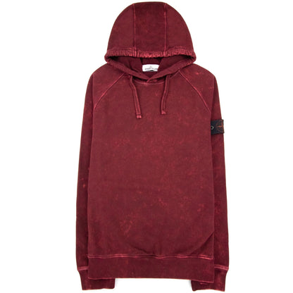 Stone Island 61338 Cotton Fleece + Off-dye Ovd Treatment Hoodie Burgundy V0012