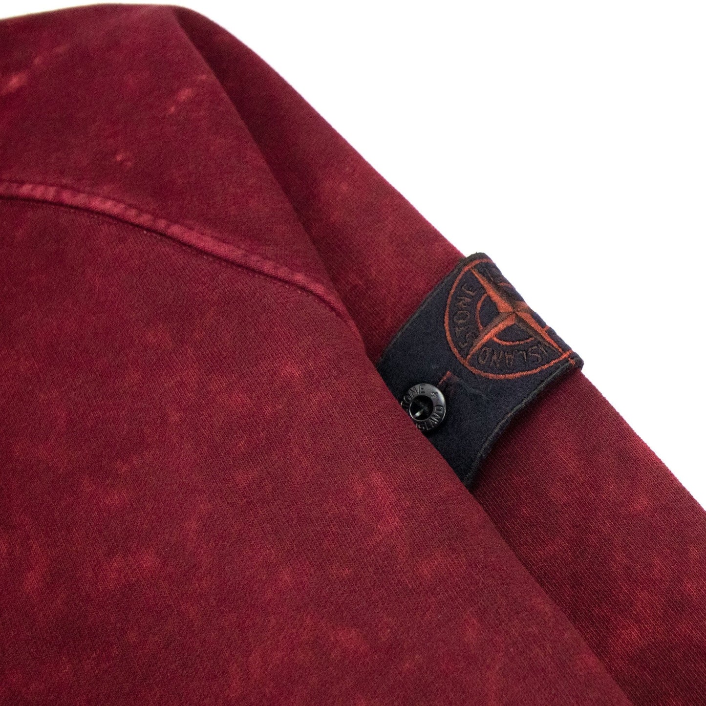 Stone Island 61338 Cotton Fleece + Off-dye Ovd Treatment Hoodie Burgundy V0012