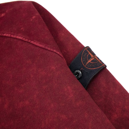 Stone Island 61338 Cotton Fleece + Off-dye Ovd Treatment Hoodie Burgundy V0012