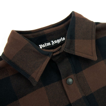 Palm Angels Classic Logo Check Overshirt Black Light Grey