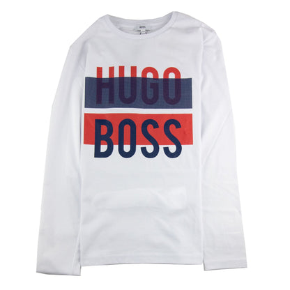 Hugo Boss Kids Printed Logo L/s T Shirt White