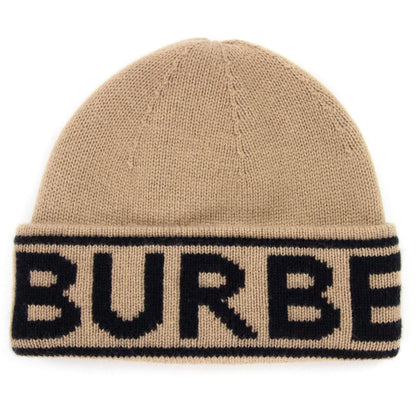 Burberry Logo Intarsia Cashmere Beanie Archive Beige