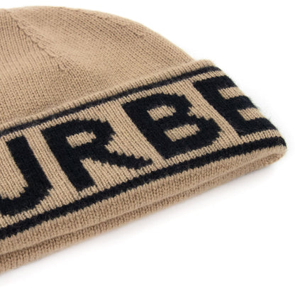 Burberry Logo Intarsia Cashmere Beanie Archive Beige