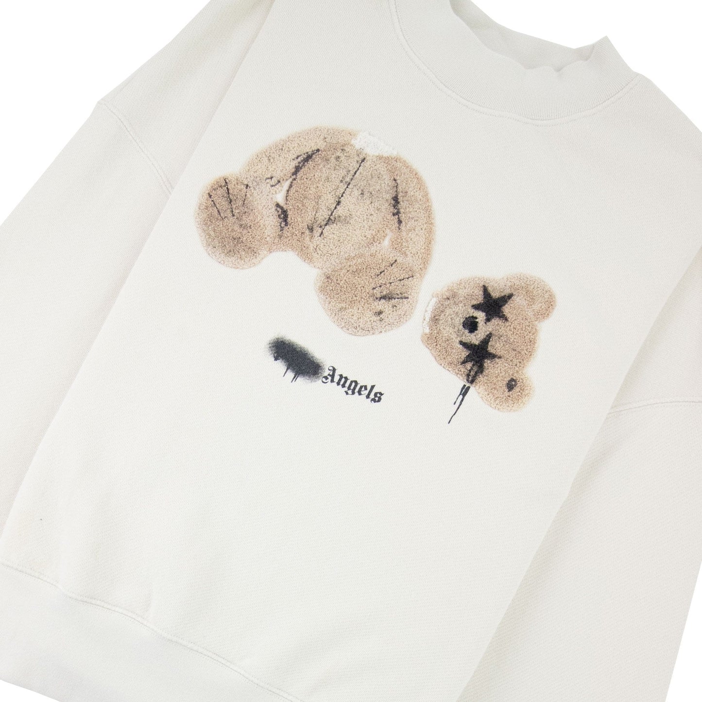 Palm Angels Spray Bear Crewneck Sweatshirt Grey Brown